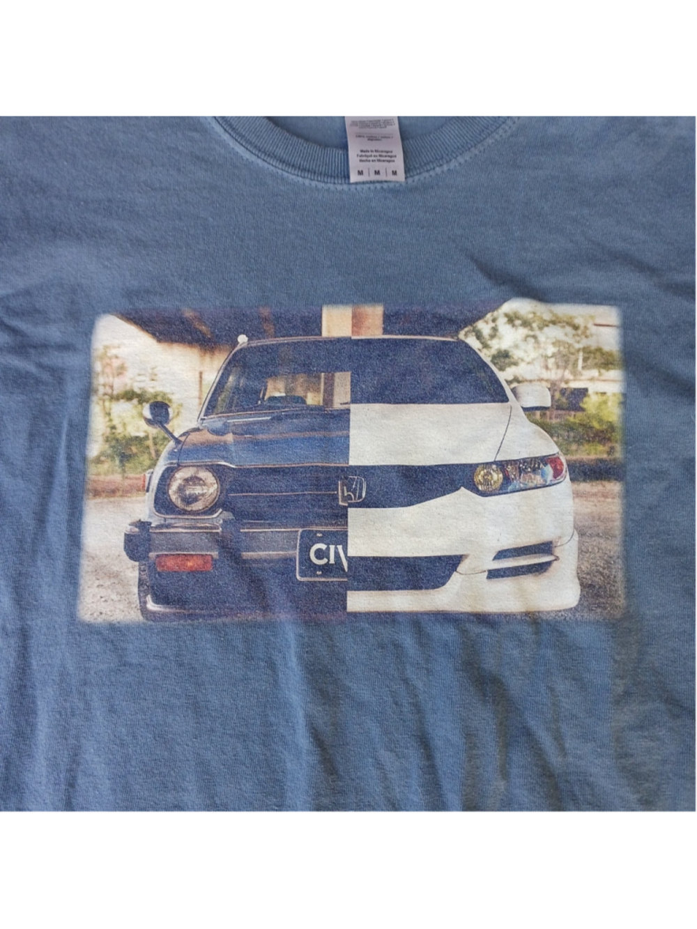 Honda Civic Graphic T-shirt Men's Medium Dusty Blue Gildan Ultra Cotton